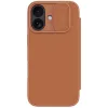 Nillkin Qin Pro Apple iPhone 17 bőr flip tok, barna
