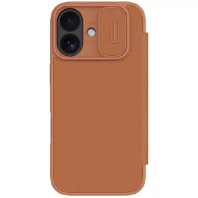 Nillkin Qin Pro Apple iPhone 17 bőr flip tok, barna