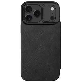 Nillkin Qin Pro Apple iPhone 17 Pro bőr flip tok, fekete