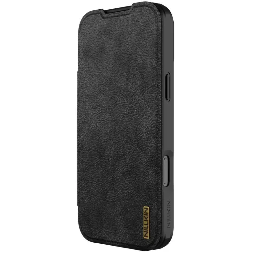 Nillkin Qin Pro Apple iPhone 17 Pro bőr flip tok, fekete
