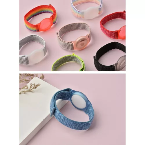 Tech-Protect Nylon Apple Airtag / Airtag 2 tok szíjjal gyerekeknek, rózsaszín