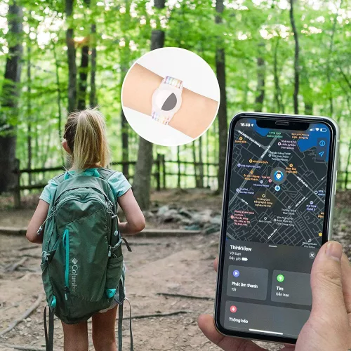 Tech-Protect Nylon Apple Airtag / Airtag 2 tok szíjjal gyerekeknek, rózsaszín