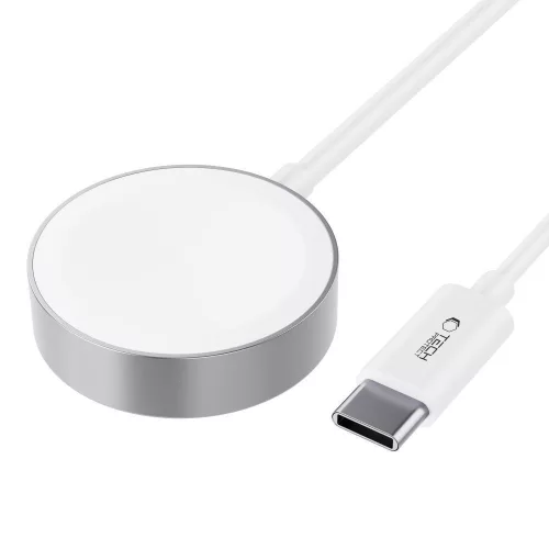 Tech-Protect UltraBoost Magnetic Apple Watch töltő USB-C kábellel, 120cm, fehér