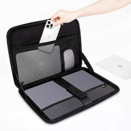 Tech-Protect Kevlar Pro strapabíró laptop táska / tartó, megerősített peremmel, 13-14col, fekete