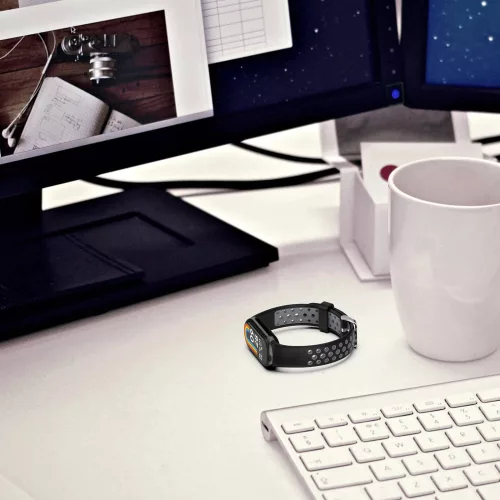 Tech-Protect IconBand Air Xiaomi Mi Smart Band 10 / Band 9 / Band 8 bőrszíj, fekete-piros