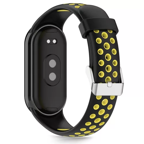 Tech-Protect IconBand Air Xiaomi Mi Smart Band 10 / Band 9 / Band 8 bőrszíj, fekete-sárga