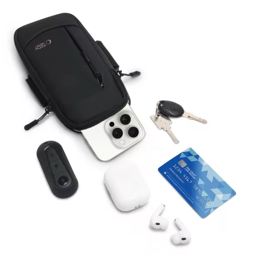 Tech-Protect M6 univerzális tartó / táska, futáshoz / sportoláshoz / túrázáshoz, fekete-rózsaszín