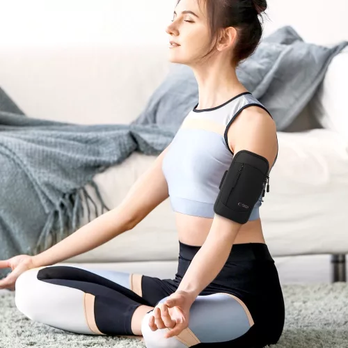 Tech-Protect M6 univerzális tartó / táska, futáshoz / sportoláshoz / túrázáshoz, fekete-rózsaszín