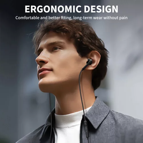 Tech-Protect UltraBoost USB-C vezetékes fülhallgató hangerőszabályzóval, mikrofonnal, fekete