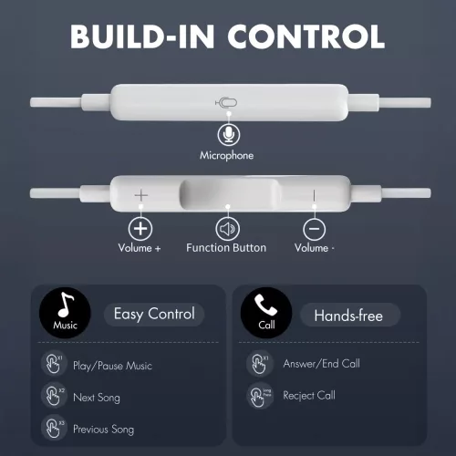Tech-Protect UltraBoost USB-C vezetékes fülhallgató hangerőszabályzóval, mikrofonnal, fekete