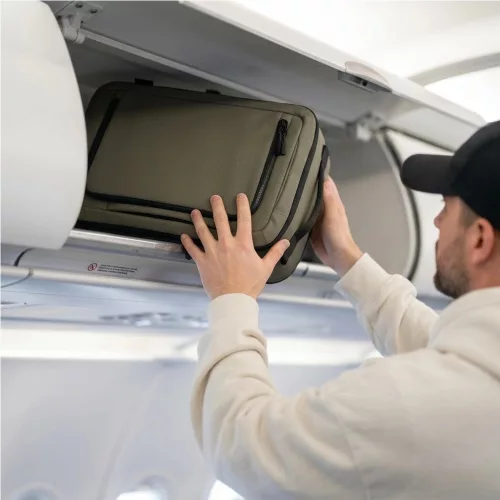 Tech-Protect Defender S50 utazó táska, Ryanair / Wizzair kompatibilis, 20L, 40x20x25cm, olívazöld