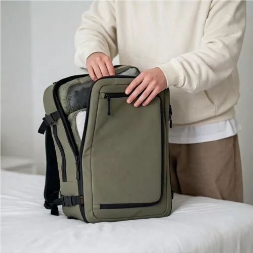 Tech-Protect Defender S50 utazó táska, Ryanair / Wizzair kompatibilis, 20L, 40x20x25cm, olívazöld