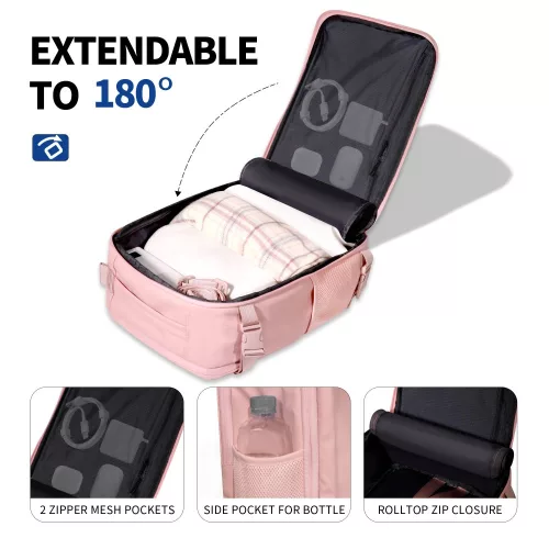Tech-Protect Defender S50 utazó táska, Ryanair / Wizzair kompatibilis, 20L, 40x20x25cm, rózsaszín