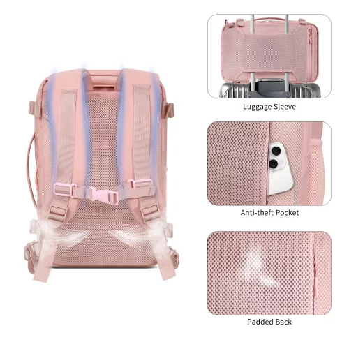 Tech-Protect Defender S50 utazó táska, Ryanair / Wizzair kompatibilis, 20L, 40x20x25cm, rózsaszín
