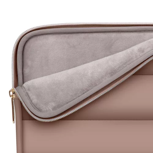 Tech-Protect Puffy univerzális laptop táska / tartó, ütéscsillapító habréteggel, plüss béléssel, 13-14col, mogyoróbarna