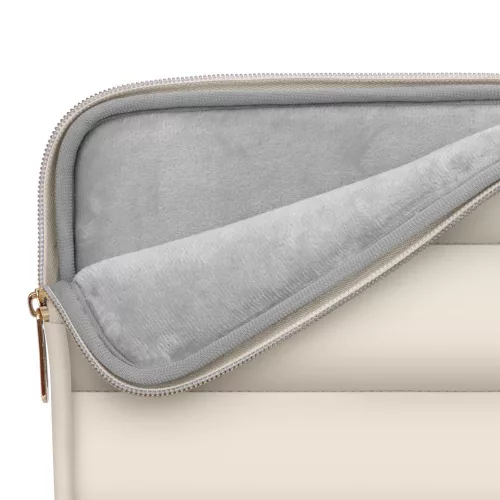 Tech-Protect Puffy univerzális laptop táska / tartó, ütéscsillapító habréteggel, plüss béléssel, 13-14col, bézs