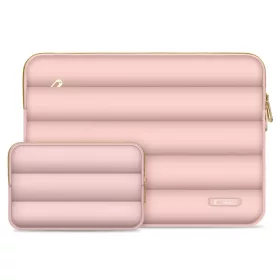   Tech-Protect Puffy univerzális laptop táska / tartó, ütéscsillapító habréteggel, plüss béléssel, 13-14col, rozéarany