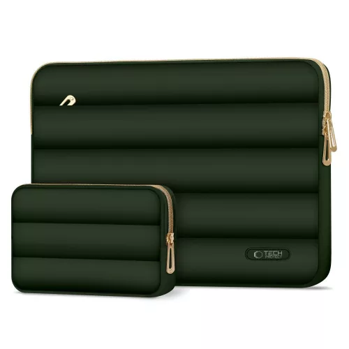 Tech-Protect Puffy univerzális laptop táska / tartó, ütéscsillapító habréteggel, plüss béléssel, 15-16col, zöld
