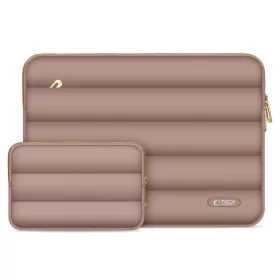   Tech-Protect Puffy univerzális laptop táska / tartó, ütéscsillapító habréteggel, plüss béléssel, 15-16col, mogyoróbarna
