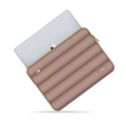 Tech-Protect Puffy univerzális laptop táska / tartó, ütéscsillapító habréteggel, plüss béléssel, 15-16col, mogyoróbarna