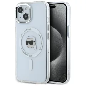   Karl Lagerfeld IML Metal Karl Head iPhone 15 hátlap tok kameravédelemmel, MagSafe, fehér
