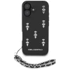 Karl Lagerfeld Saffiano Crystals iPhone 16 hátlap tok karlánccal, fekete