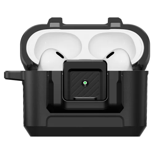 Spigen Lock Fit Apple Airpods Pro 3 fülhallgató tok, karabinerrel, matt fekete