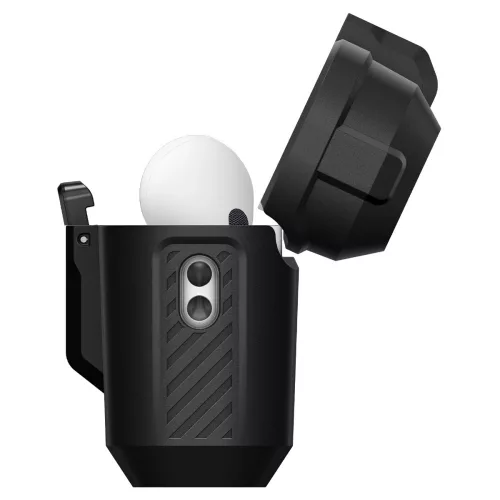 Spigen Lock Fit Apple Airpods Pro 3 fülhallgató tok, karabinerrel, matt fekete