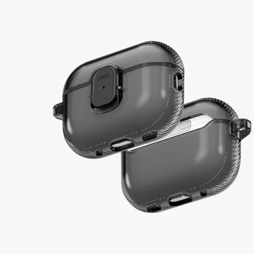 Uniq Glase Pro Apple AirPods Pro 3 tok karabinerrel, szürke