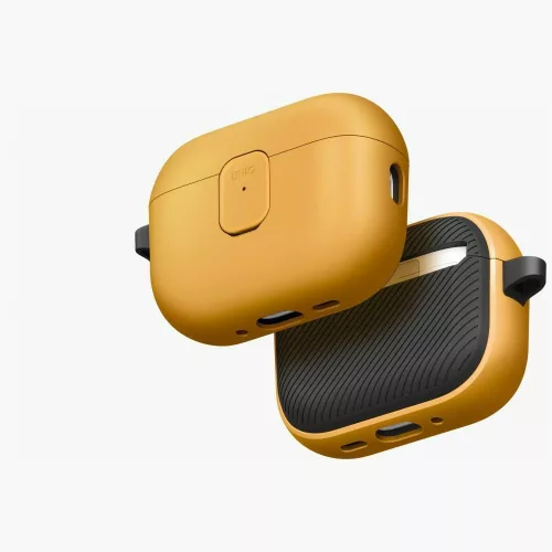 Uniq Clyde Apple AirPods Pro 3 tok karabinerrel, sárga-szürke