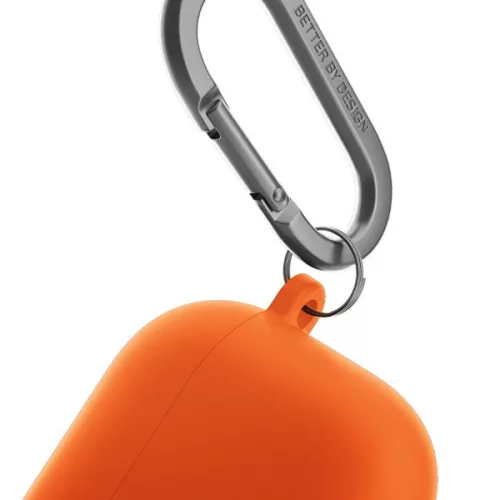 Uniq Iridescia Apple AirPods 4 tok karabinerrel, fülakasztóval, narancs