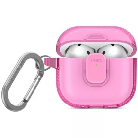 Uniq Glase Pro Apple AirPods 4 tok karabinerrel, rózsaszín