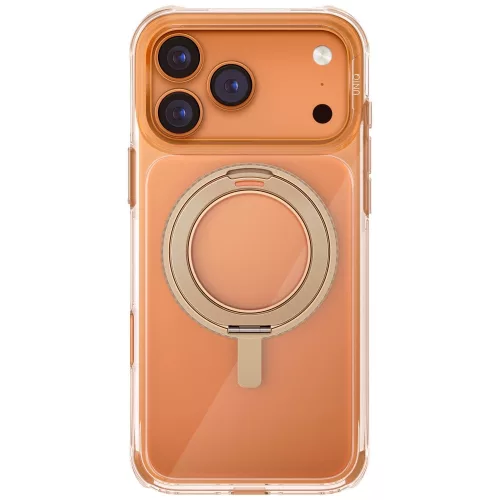 Uniq Swivix Apple iPhone 17 Pro tok 360 fokban állítható kitámasztóval, átlátszó-arany