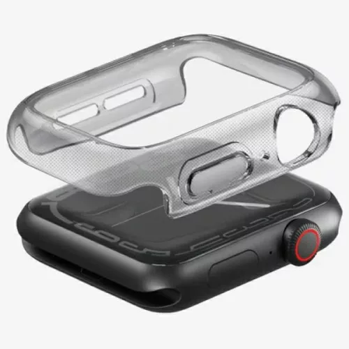 Uniq Garde Apple Watch 11/ Watch 10 46mm műanyag tok, kijelzővédő felülettel, fekete