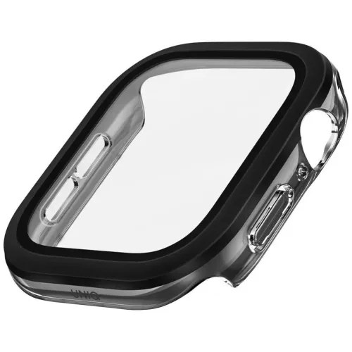 Uniq Voute Apple Watch 11 / Watch 10 46mm műanyag tok, kijelzővédő felülettel, fekete