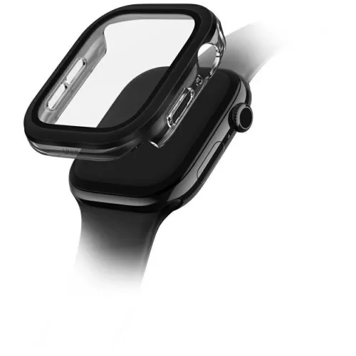 Uniq Voute Apple Watch 11 / Watch 10 46mm műanyag tok, kijelzővédő felülettel, fekete