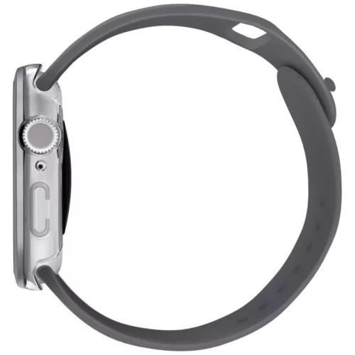 Uniq Voute Apple Watch 11 / Watch 10 46mm műanyag tok, kijelzővédő felülettel, ezüst
