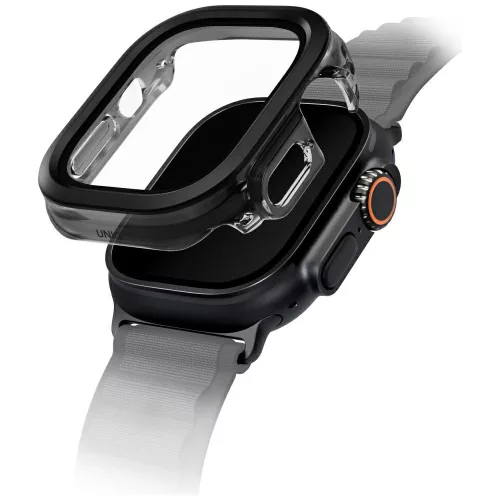 Uniq Voute Apple Watch Ultra 4 / 3 / 2 / 1 49mm műanyag tok, kijelzővédő felülettel, ezüst