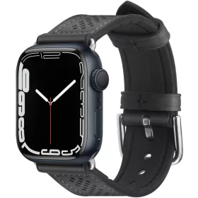   Spigen Retro Fit Apple Watch Ultra 4 / 3 / 2 / 1 49mm 10 46mm / 9 / 8 / 7 45mm / SE (2 / 1) / 6 / 5 / 4 44mm / 3 / 2 / 1 42mm műbőr szíj, fekete