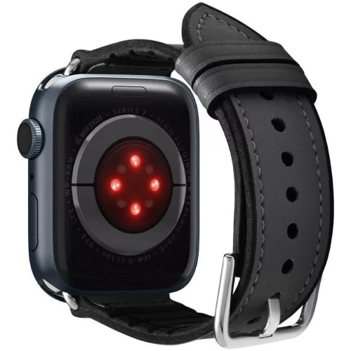 Spigen Retro Fit Apple Watch Ultra 4 / 3 / 2 / 1 49mm 10 46mm / 9 / 8 / 7 45mm / SE (2 / 1) / 6 / 5 / 4 44mm / 3 / 2 / 1 42mm műbőr szíj, fekete