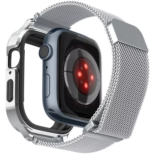 Spigen Metal Fit Pro Apple Watch 4-6, SE, SE (2022), SE (2025) (40 mm) / Watch 7-9 (41 mm) fém szíj / tok, ezüst
