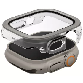   Uniq Voute Apple Watch Ultra 4 / 3 / 2 / 1 49mm műanyag tok, kijelzővédő felülettel, átlátszó