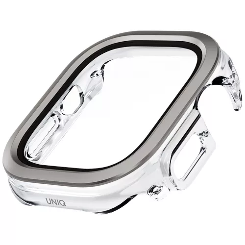 Uniq Voute Apple Watch Ultra 4 / 3 / 2 / 1 49mm műanyag tok, kijelzővédő felülettel, átlátszó