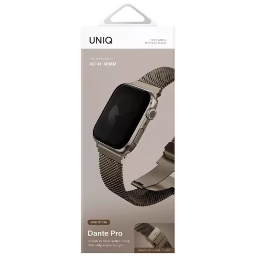 Uniq Dante Pro Apple Watch 44/45/46/49mm rozsdamentes acél szíj, arany