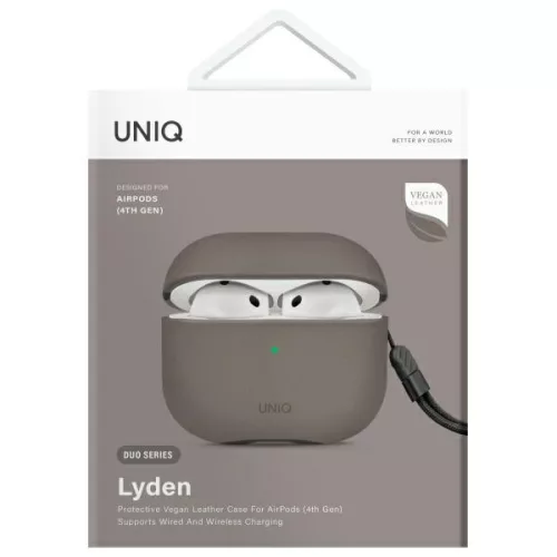 Uniq Lyden Apple AirPods 4 műbőr tok, szürke