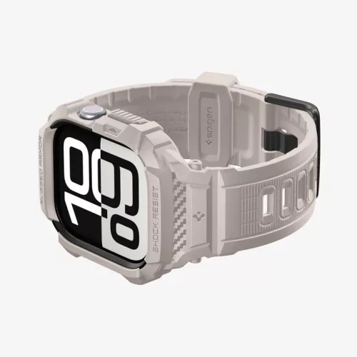 Spigen Rugged Armor Pro 2 Apple Watch 10-11 (46mm) szíj / tok, Dune Beige, bézs