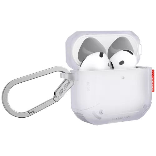 Skinarma Mecha CE AirPods 4 tok karabinerrel, Frost, átlátszó