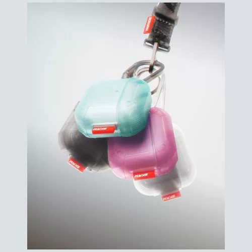 Skinarma Mecha CE AirPods 4 tok karabinerrel, Frost, átlátszó
