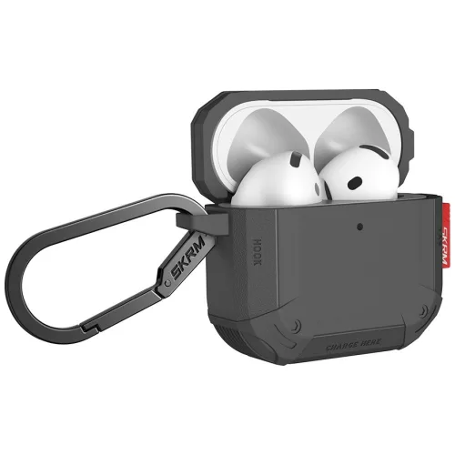 Skinarma Mecha CE AirPods 4 tok karabinerrel, Olive, szürke