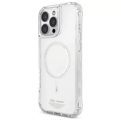 Skinarma Saido Apple iPhone 16 Pro mágneses tok, Magsafe kompatibilis, átlátszó-neonzöld (sötétben világító)
